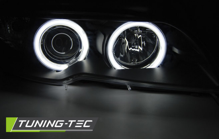 Xenon CCFL Angel Eyes Scheinwerfer für BMW 3er E46 Coupe und Cabrio 03-06 schwarz Set
